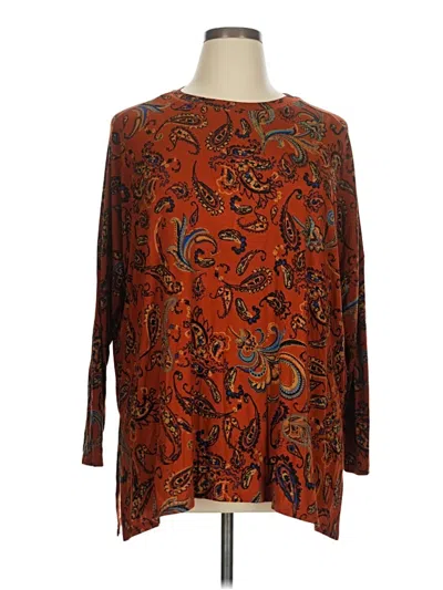 Pre-owned 24/7 Maurices Long Sleeve Blouse In Brown