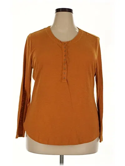 Pre-owned 24/7 Maurices Long Sleeve Henley Shirt In Brown