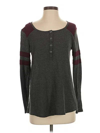 Pre-owned 24/7 Maurices Long Sleeve Henley Shirt In Gray