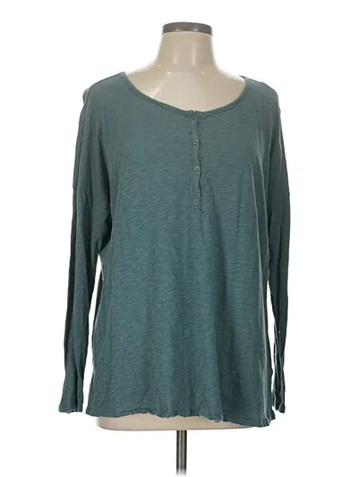 Pre-owned 24/7 Maurices Long Sleeve Henley Shirt In Teal