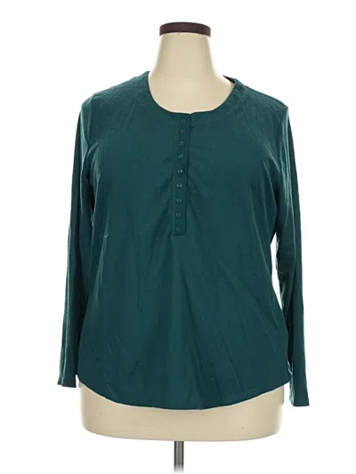 Pre-owned 24/7 Maurices Long Sleeve Henley Shirt In Teal