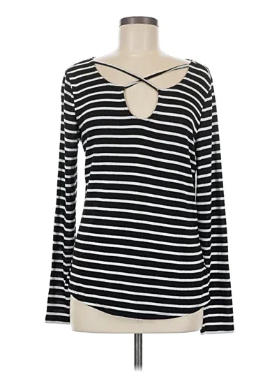 Pre-owned 24/7 Maurices Long Sleeve Top Black Keyhole Neckline Tops