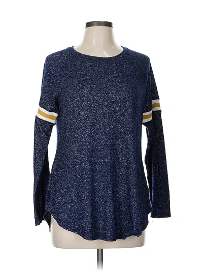 Pre-owned 24/7 Maurices Long Sleeve Top Blue Crew Neck Tops