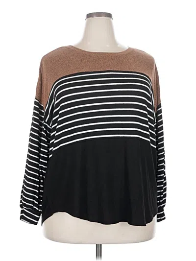 Pre-owned 24/7 Maurices Long Sleeve Top Brown Boatneck Tops
