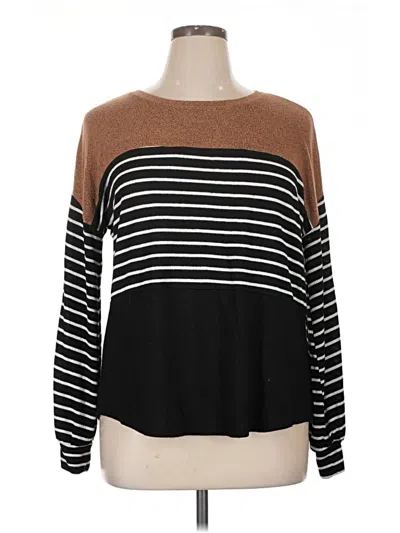 Pre-owned 24/7 Maurices Long Sleeve Top Brown Boatneck Tops