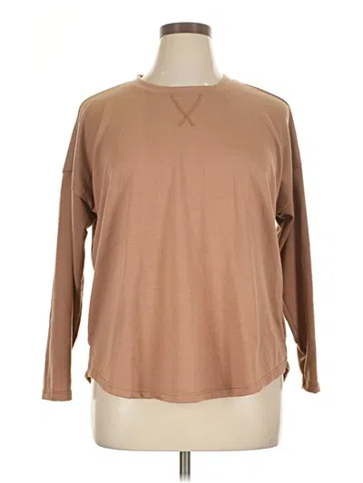 Pre-owned 24/7 Maurices Long Sleeve Top Brown Crew Neck Tops