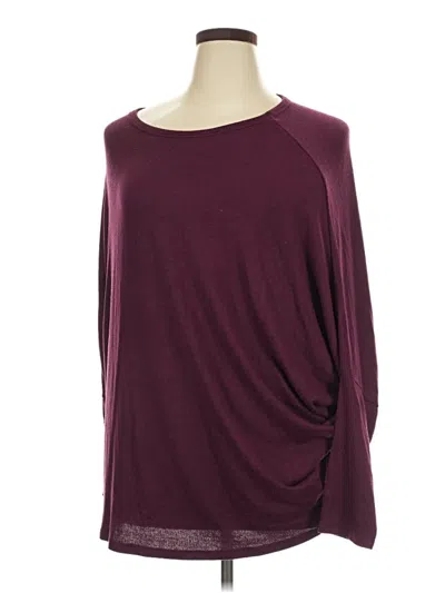 Pre-owned 24/7 Maurices Long Sleeve Top Burgundy Boatneck Tops