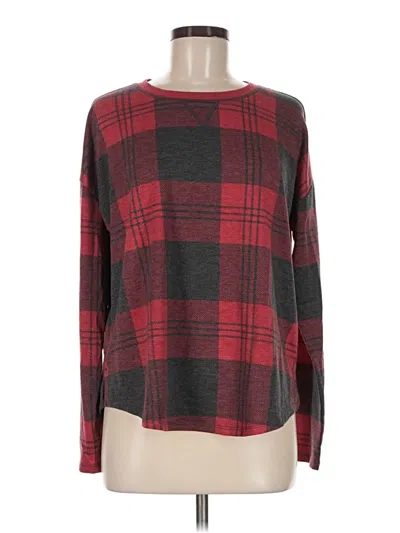 Pre-owned 24/7 Maurices Long Sleeve Top Burgundy Crew Neck Tops