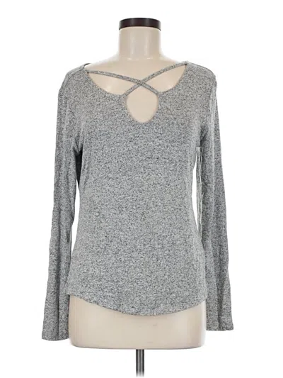 Pre-owned 24/7 Maurices Long Sleeve Top Gray Keyhole Neckline Tops