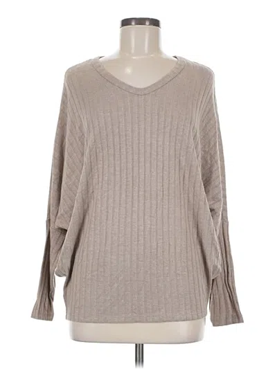 Pre-owned 24/7 Maurices Long Sleeve Top Gray V Neck Tops