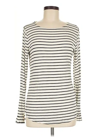 Pre-owned 24/7 Maurices Long Sleeve Top Ivory Boatneck Tops