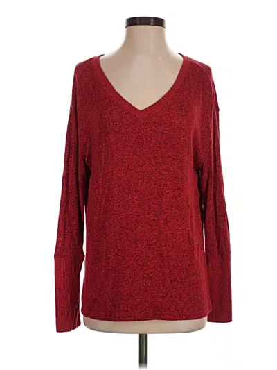 Pre-owned 24/7 Maurices Long Sleeve Top Red V-neck Tops