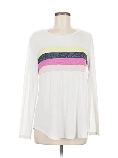 Pre-owned 24/7 Maurices Long Sleeve Top White Crew Neck Tops