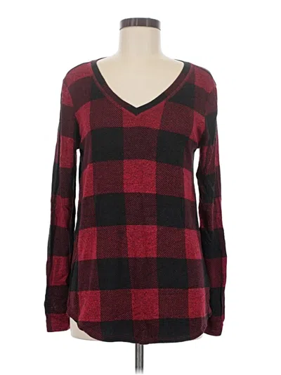 Pre-owned 24/7 Maurices Long Sleeve T-shirt In Burgundy