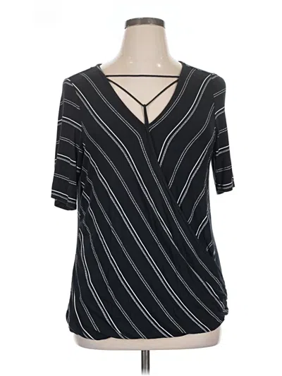 Pre-owned 24/7 Maurices Short Sleeve Blouse In Black