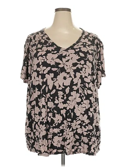 Pre-owned 24/7 Maurices Short Sleeve Blouse In Black