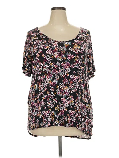Pre-owned 24/7 Maurices Short Sleeve Blouse In Black