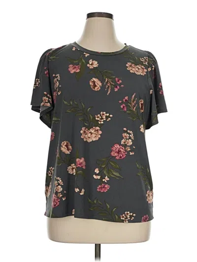 Pre-owned 24/7 Maurices Short Sleeve Blouse In Gray