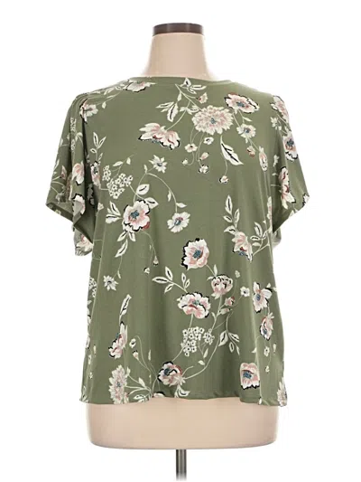 Pre-owned 24/7 Maurices Short Sleeve Blouse In Green