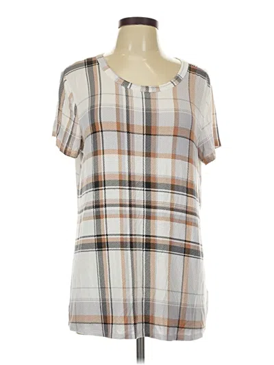 Pre-owned 24/7 Maurices Short Sleeve Blouse In Tan