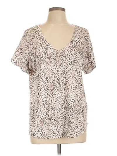 Pre-owned 24/7 Maurices Short Sleeve Blouse In Tan