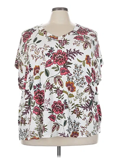 Pre-owned 24/7 Maurices Short Sleeve Blouse In White
