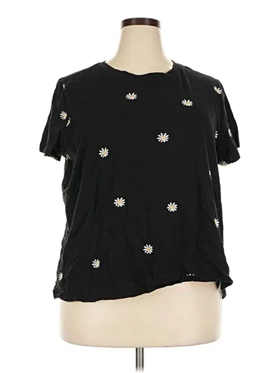 Pre-owned 24/7 Maurices Short Sleeve Top Black Keyhole Neckline Tops