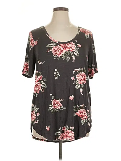 Pre-owned 24/7 Maurices Short Sleeve Top Black Scoop Neck Tops