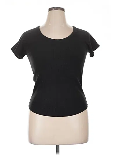Pre-owned 24/7 Maurices Short Sleeve Top Black Scoop Neck Tops