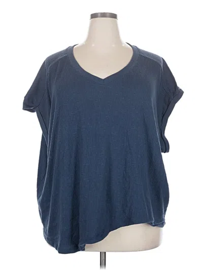 Pre-owned 24/7 Maurices Short Sleeve Top Blue V-neck Tops