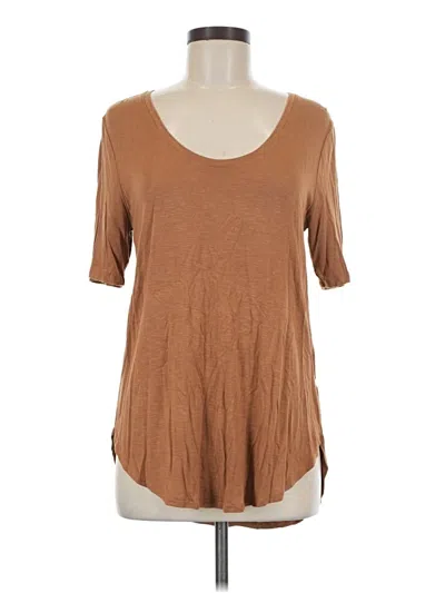 Pre-owned 24/7 Maurices Short Sleeve Top Brown Scoop Neck Tops