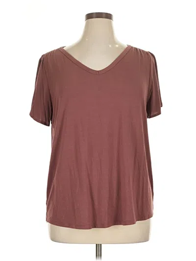 Pre-owned 24/7 Maurices Short Sleeve Top Brown V Neck Tops