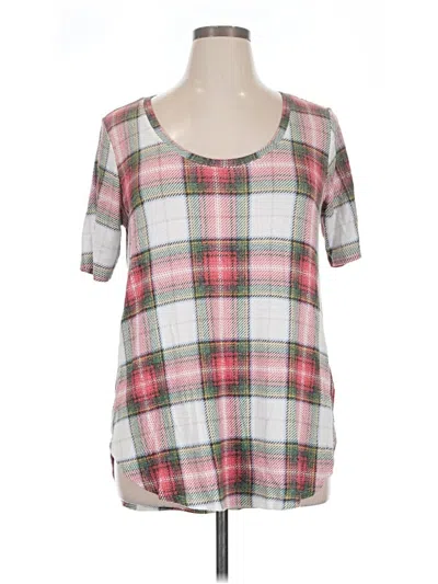 Pre-owned 24/7 Maurices Short Sleeve Top Gray Scoop Neck Tops