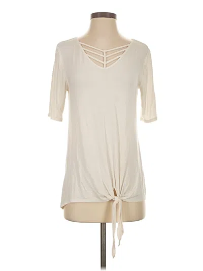 Pre-owned 24/7 Maurices Short Sleeve Top Ivory Keyhole Neckline Tops