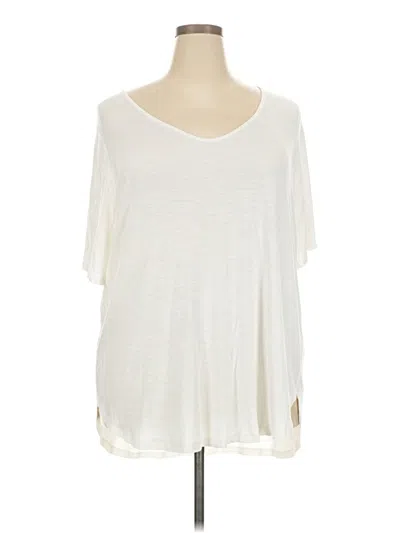 Pre-owned 24/7 Maurices Short Sleeve Top Ivory Scoop Neck Tops In White