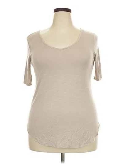 Pre-owned 24/7 Maurices Short Sleeve Top Tan Scoop Neck Tops