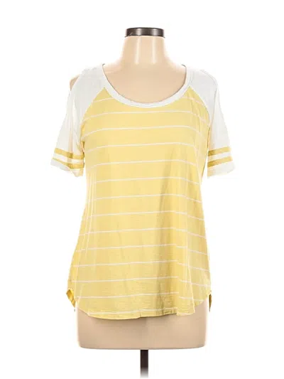 Pre-owned 24/7 Maurices Short Sleeve Top Yellow Cold Shoulder Neckline Tops