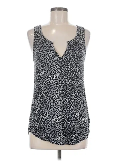 Pre-owned 24/7 Maurices Tank Top Silver Leopard Print Pattern Plunge Neckline Tops