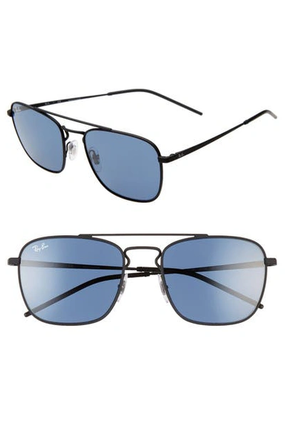 Ray Ban Ray-ban Unisex Brow Bar Square Sunglasses, 55mm In Black/blue