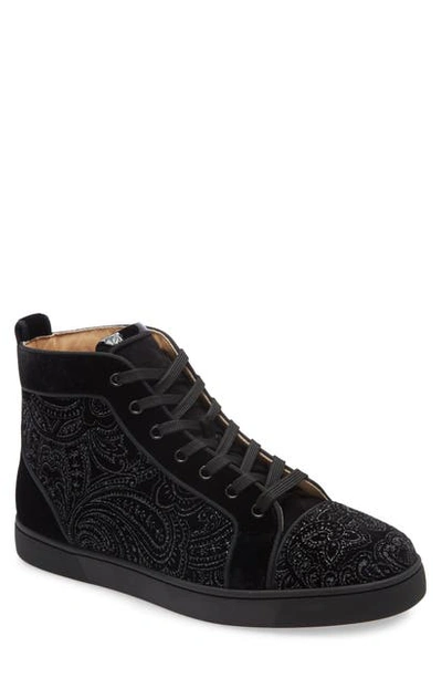 Christian Louboutin Louis Orlato Metallic Paisley Sneaker In Black