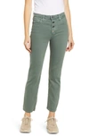 Ag The Isabelle Button Fly High Waist Ankle Straight Leg Jeans In Sulfur Fresh Thyme