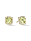 David Yurman Women's Petite Châtelaine Pavé Bezel Stud Earrings In 18k Yellow Gold With Gemstone In Green/gold