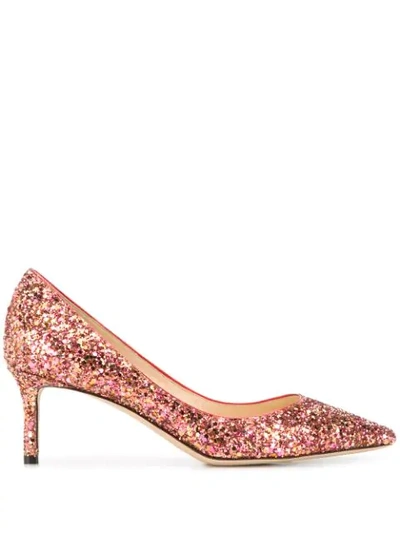 Jimmy Choo Romy 60mm Glittered Pumps In Pink