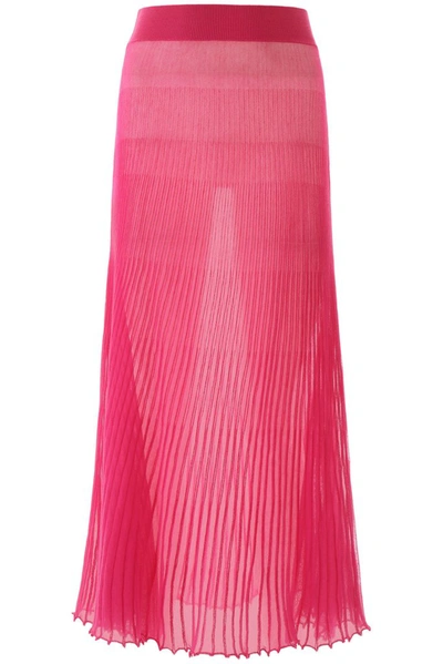 Jacquemus Helado Pleated Knitted Skirt In Fuchsia