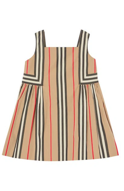 Burberry Kids' Astrid Icon Stripe Poplin Dress In Archive Beige