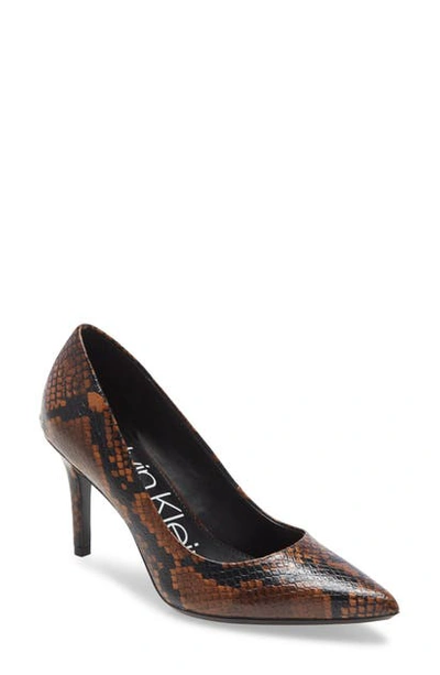 Calvin Klein 'gayle' Pointy Toe Pump In Snake Print Leather
