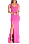 Dress The Population Monroe Side Slit Gown In Hibiscus
