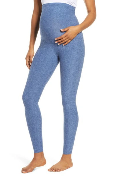 Beyond Yoga Empire Waist Maternity Leggings In Serene Blue-hazy Blue