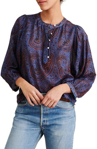 Alex Mill Popover Top In Blue Paisley