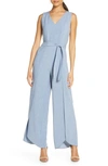 JULIA JORDAN TIE WAIST WIDE LEG JUMPSUIT,JJ37878